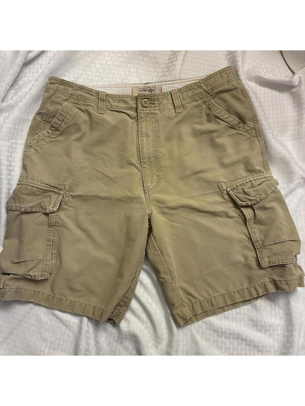 Urban Pipeline Mens Size 38 Khaki Relaxed Fit Outdoor Cargo Utility Shorts